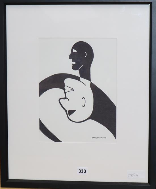 Kathy Braceland, monochrome print, Head study, 30 x 22cm and a folio of Picasso prints